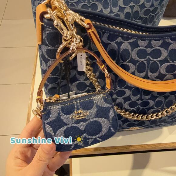 NWT Limited Coach CZ085 Mini Nolita Bag Charm In Signature Denim - Picture 1 of 9